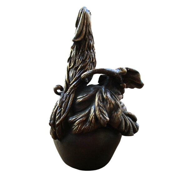 Antique Intricate Bronze Pheasant Bird On Apple With Ladybug Table Bell EUC - Picture 6 of 16